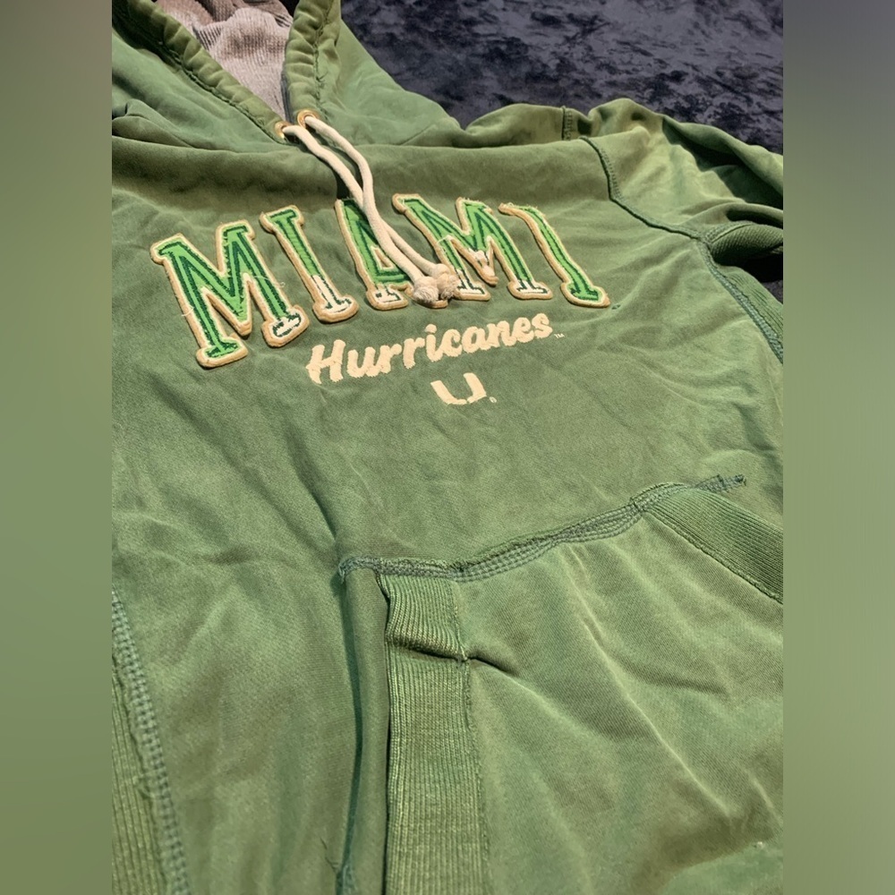 💜 Vintage 90s Campus Crew Miami Hurricanes Hoodie - Size Small - Picture 11 of 15